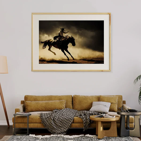 Cowboy Riding Horse Poster Design For Study Area Design